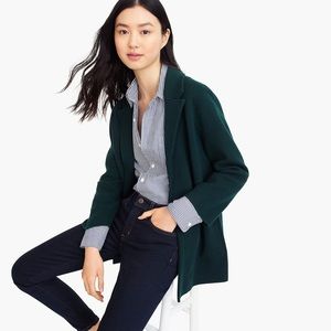 NWOT J. Crew Open Front Oversized Sophie Sweater Blazer Forest Green